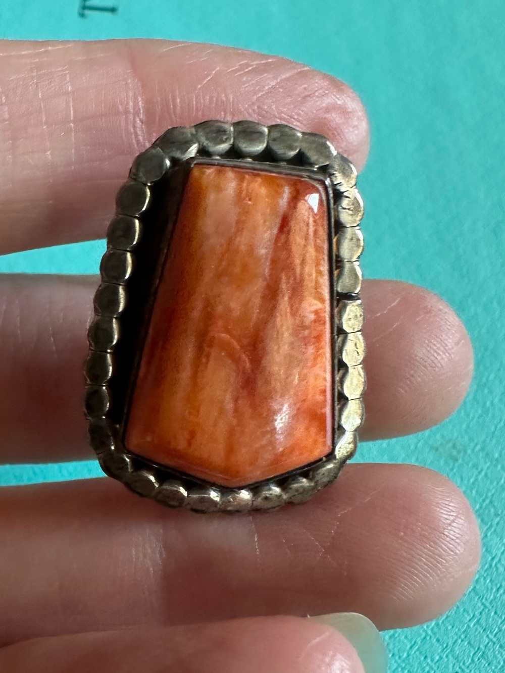 Vintage Native American Coral Sterling Necklace Pendant